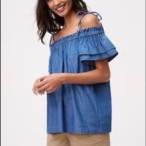 LOFT off the shoulder chambray top